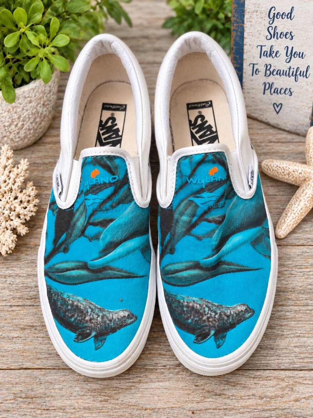Rare Vans x Wyland Limited Edition Ocean Marine Life Slip-On Shoes Women’s 8
